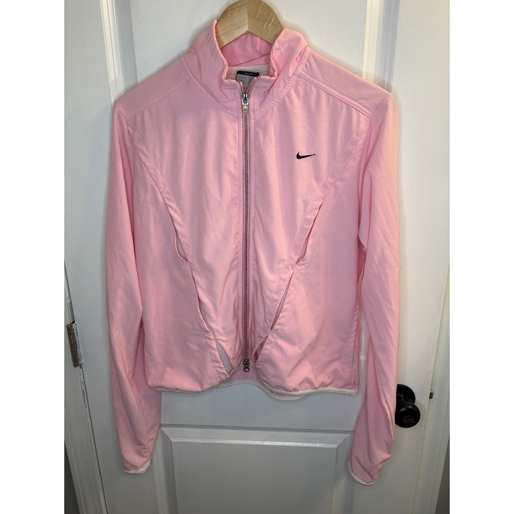 Nike Dri-FIT Pink Full Zip Track Jacket Kids Girls Large L 12-14‎ Mock Neck Mesh